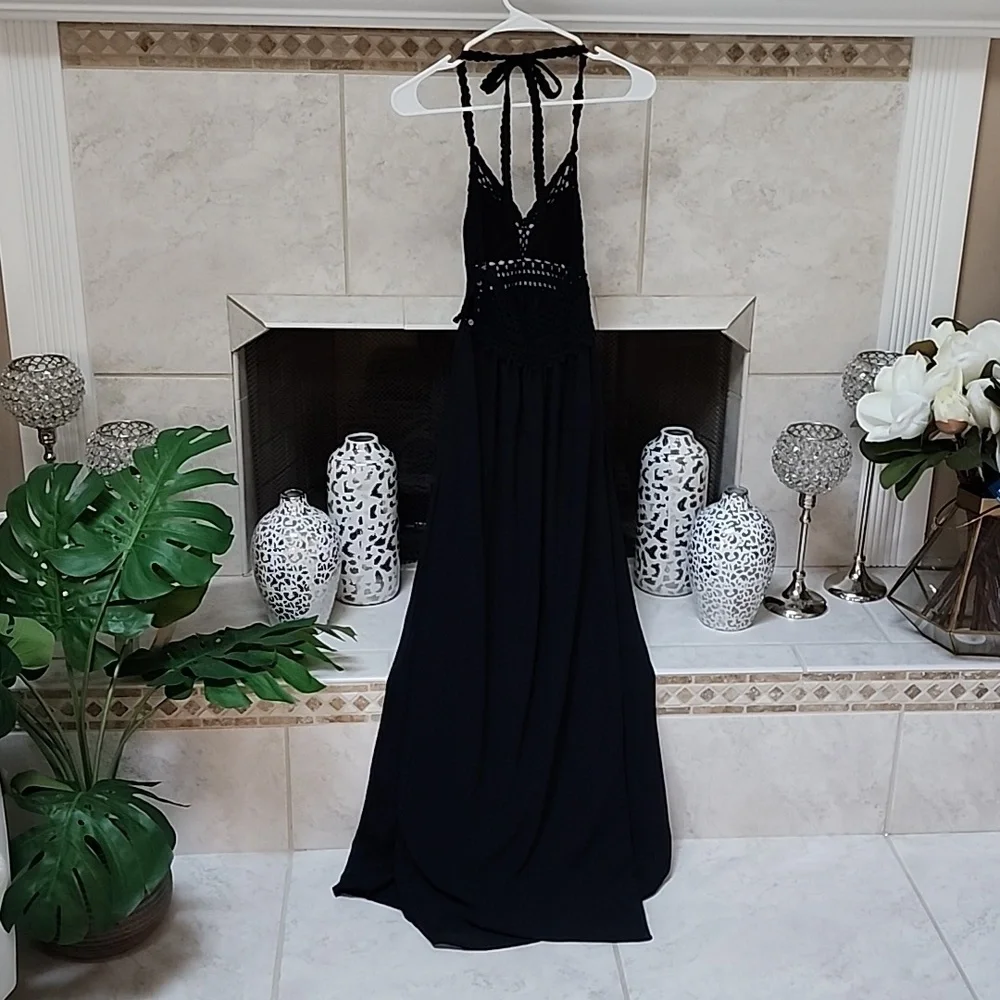 🖤🖤 ABERCROMBIE Crochet Top Black Beach MAXI DRESS 🖤🖤